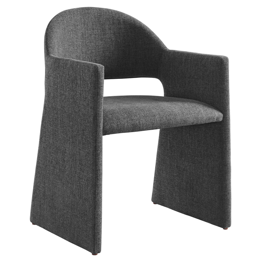 Quartz Upholstered Fabric Dining Armchair in Charcoal