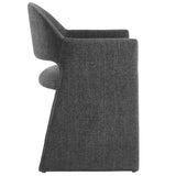 Quartz Upholstered Fabric Dining Armchair in Charcoal