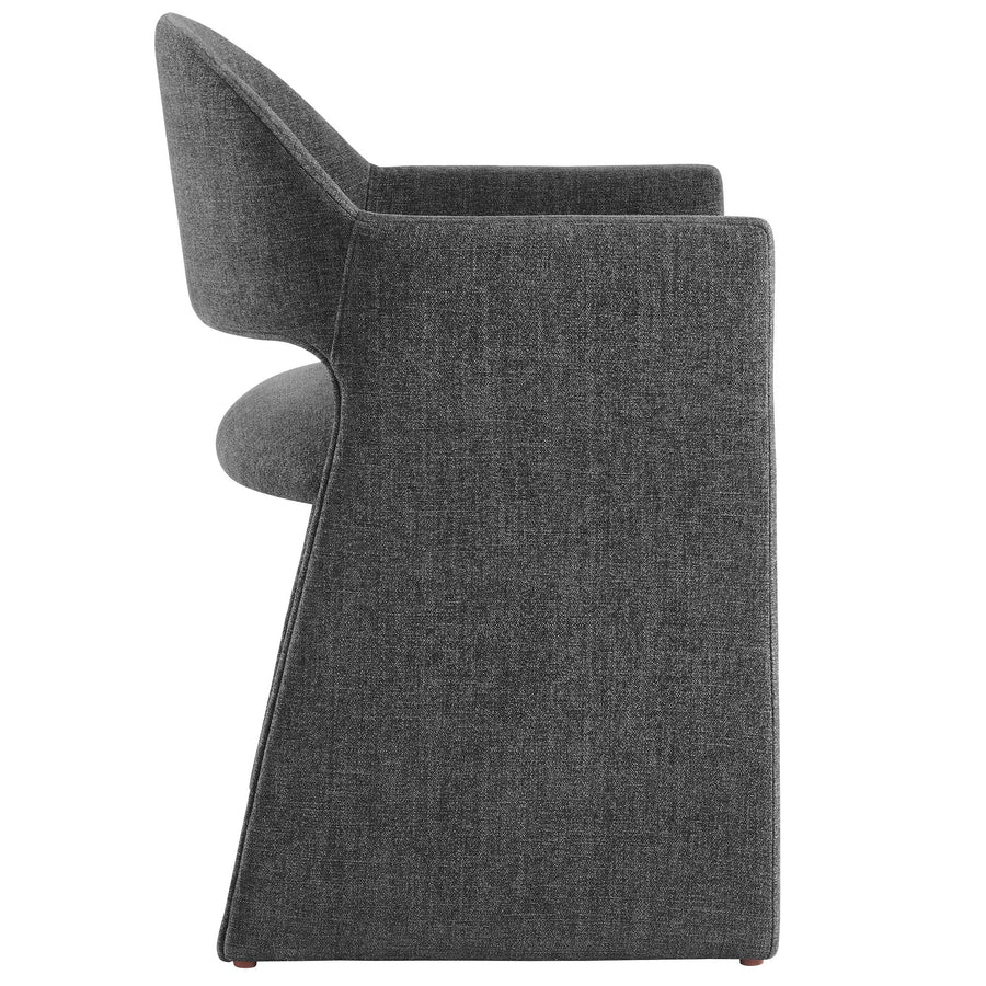 Quartz Upholstered Fabric Dining Armchair in Charcoal