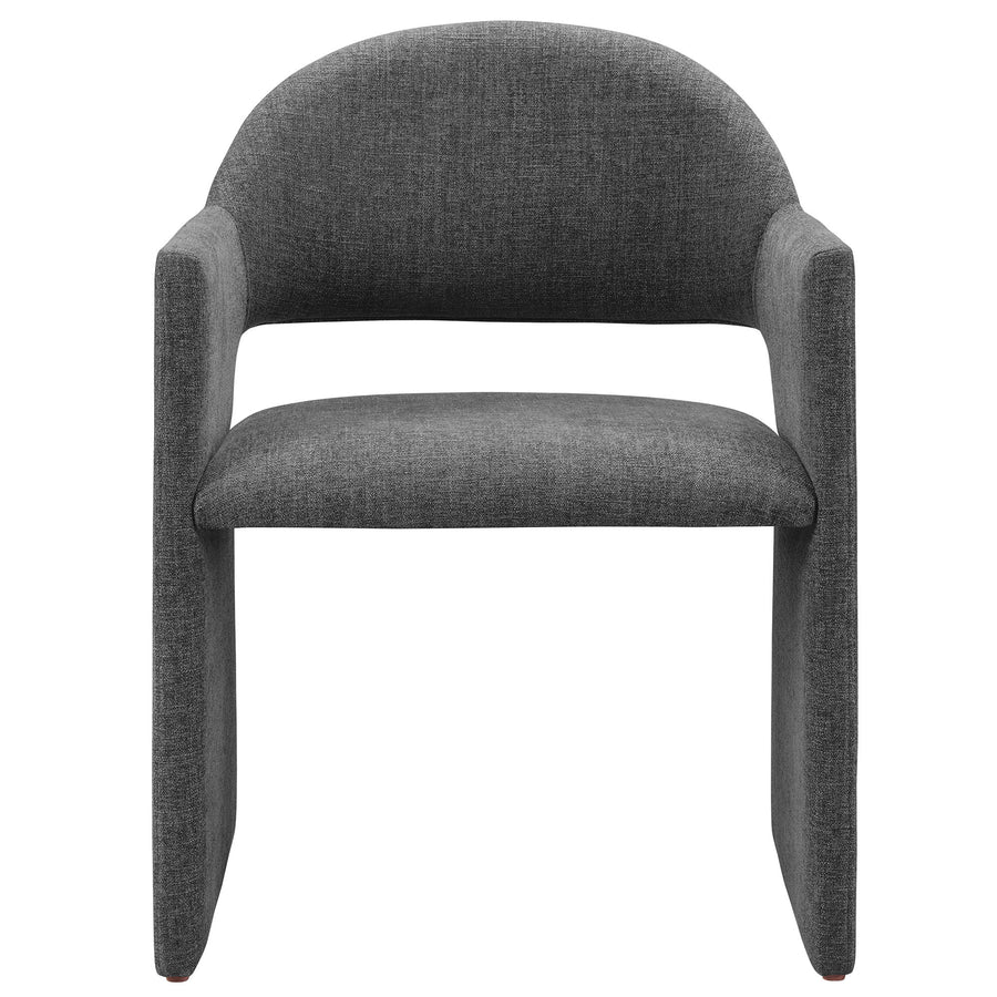 Quartz Upholstered Fabric Dining Armchair in Charcoal