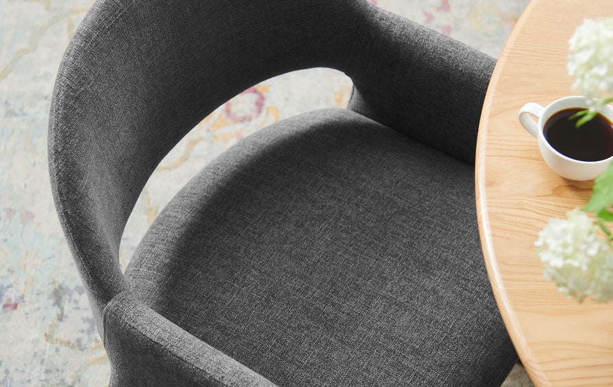 Quartz Upholstered Fabric Dining Armchair in Charcoal