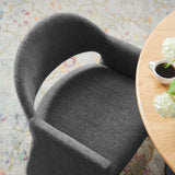 Quartz Upholstered Fabric Dining Armchair in Charcoal