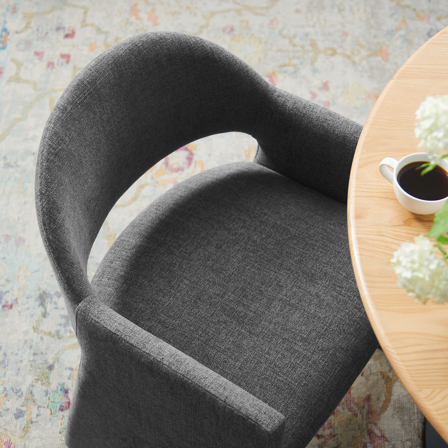 Quartz Upholstered Fabric Dining Armchair in Charcoal