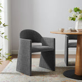 Quartz Upholstered Fabric Dining Armchair in Charcoal