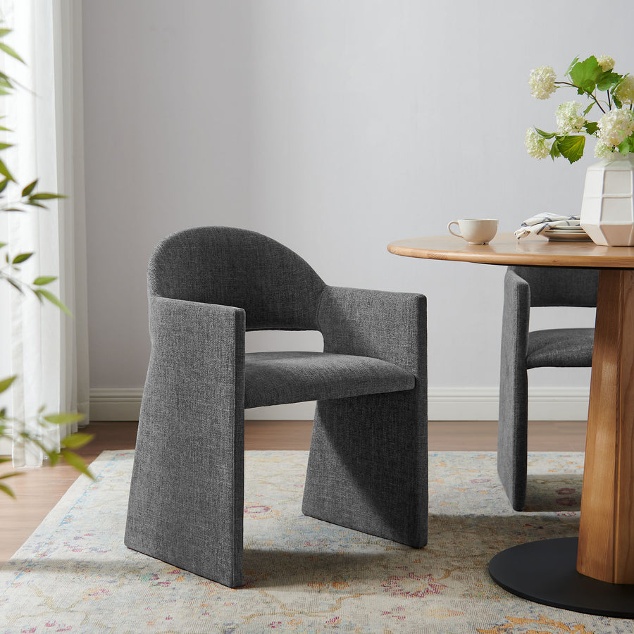 Quartz Upholstered Fabric Dining Armchair in Charcoal