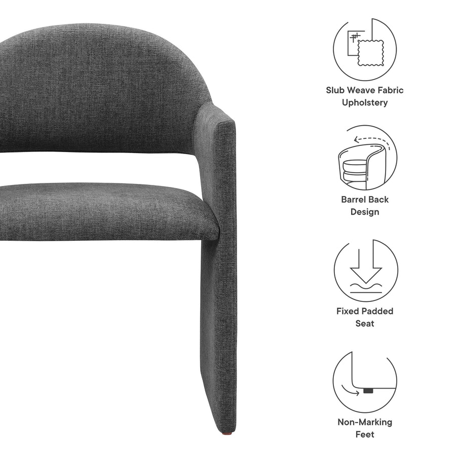 Quartz Upholstered Fabric Dining Armchair in Charcoal