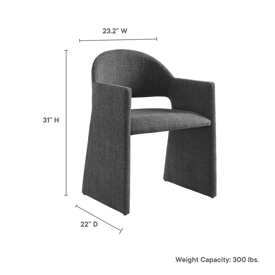 Quartz Upholstered Fabric Dining Armchair in Charcoal