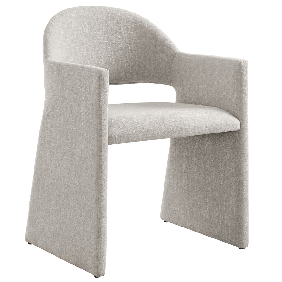 Quartz Upholstered Fabric Dining Armchair in Linen