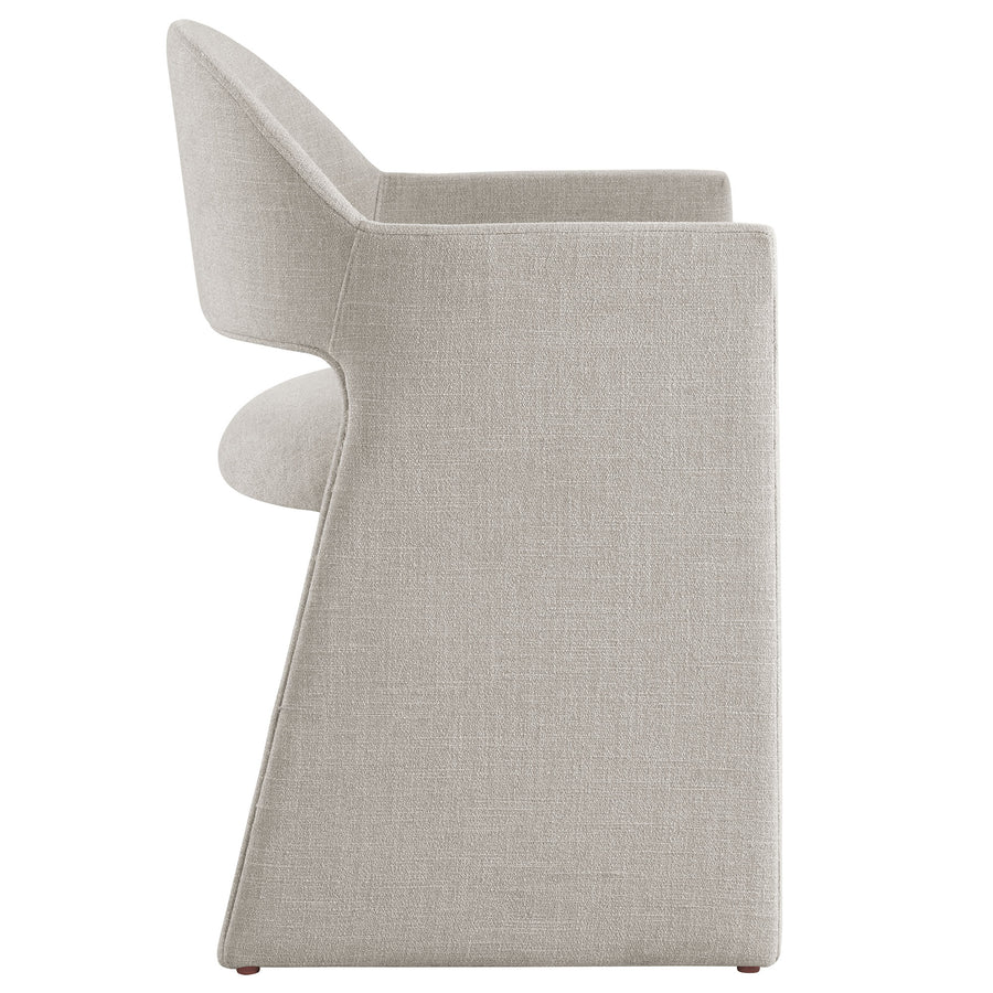 Quartz Upholstered Fabric Dining Armchair in Linen