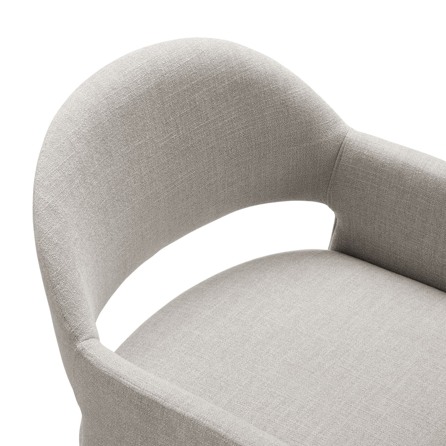 Quartz Upholstered Fabric Dining Armchair in Linen