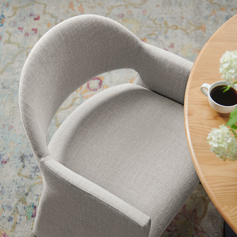 Quartz Upholstered Fabric Dining Armchair in Linen