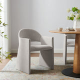 Quartz Upholstered Fabric Dining Armchair in Linen