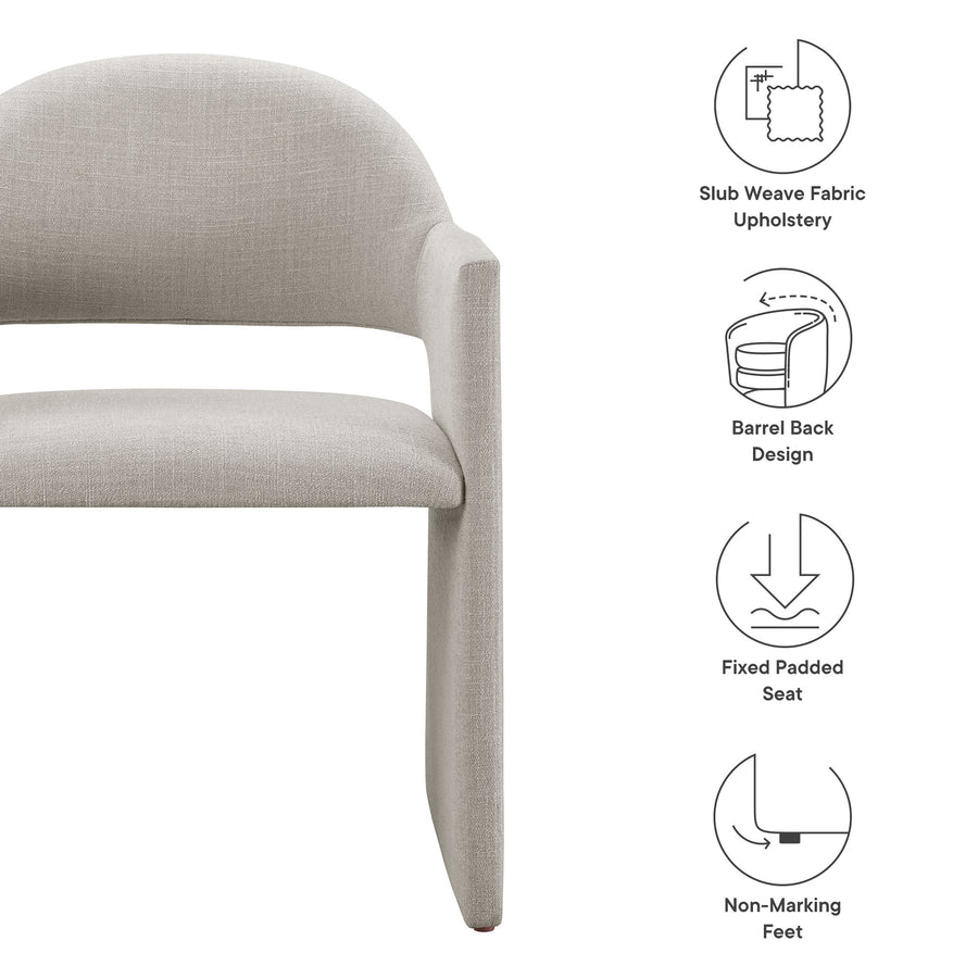 Quartz Upholstered Fabric Dining Armchair in Linen