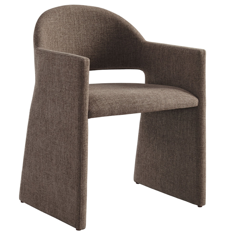 Quartz Upholstered Fabric Dining Armchair in Mocha