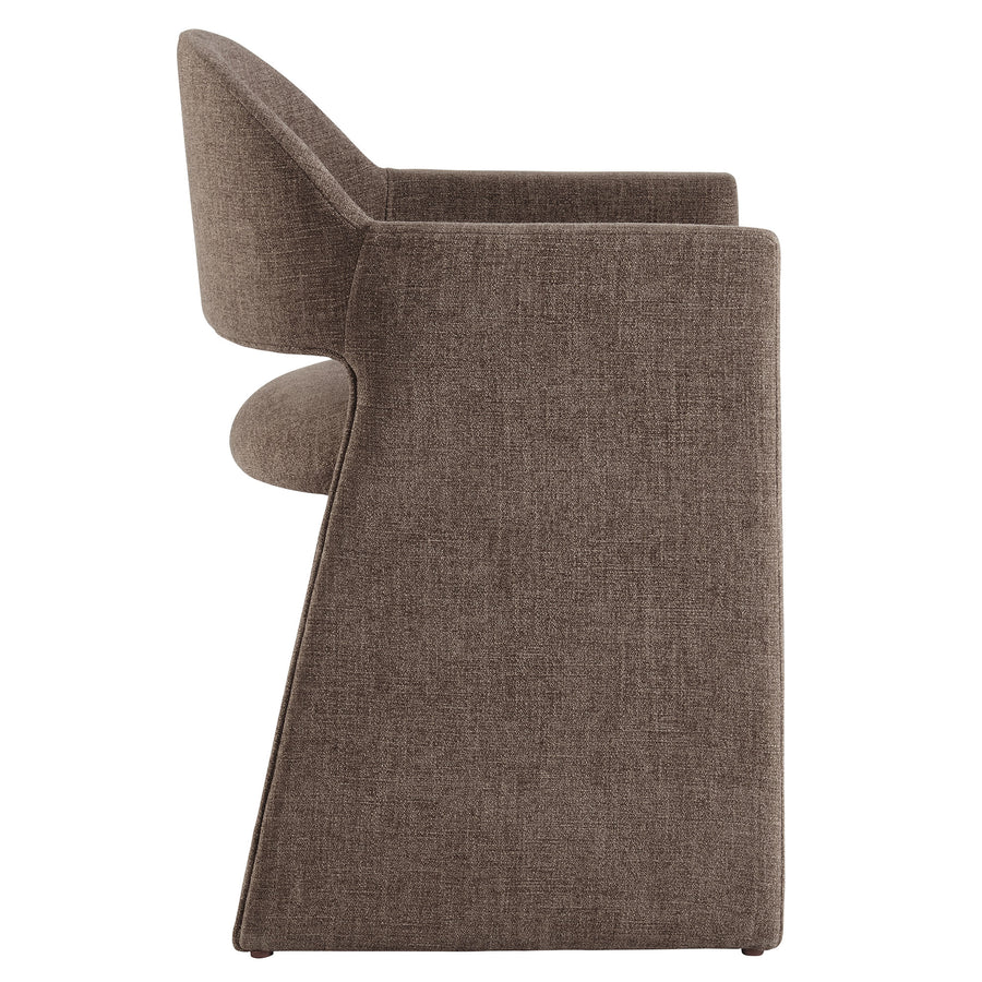 Quartz Upholstered Fabric Dining Armchair in Mocha