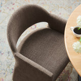 Quartz Upholstered Fabric Dining Armchair in Mocha