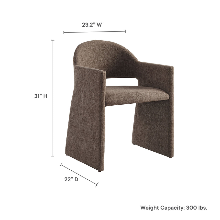 Quartz Upholstered Fabric Dining Armchair in Mocha
