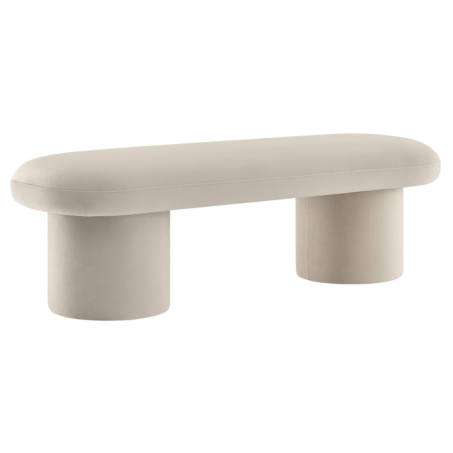 Torin Performance Velvet Bench in Almond