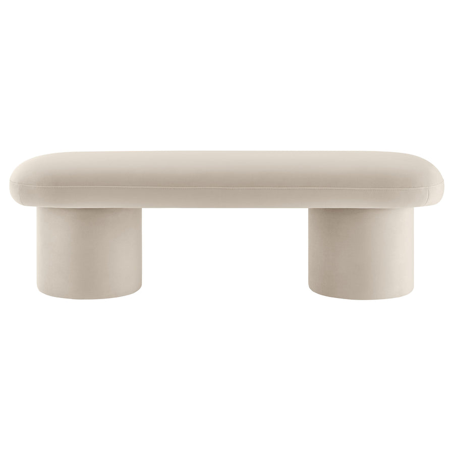 Torin Performance Velvet Bench in Almond