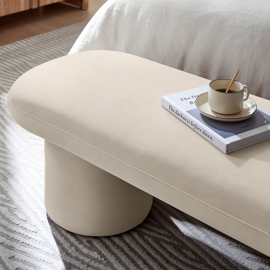 Torin Performance Velvet Bench in Almond