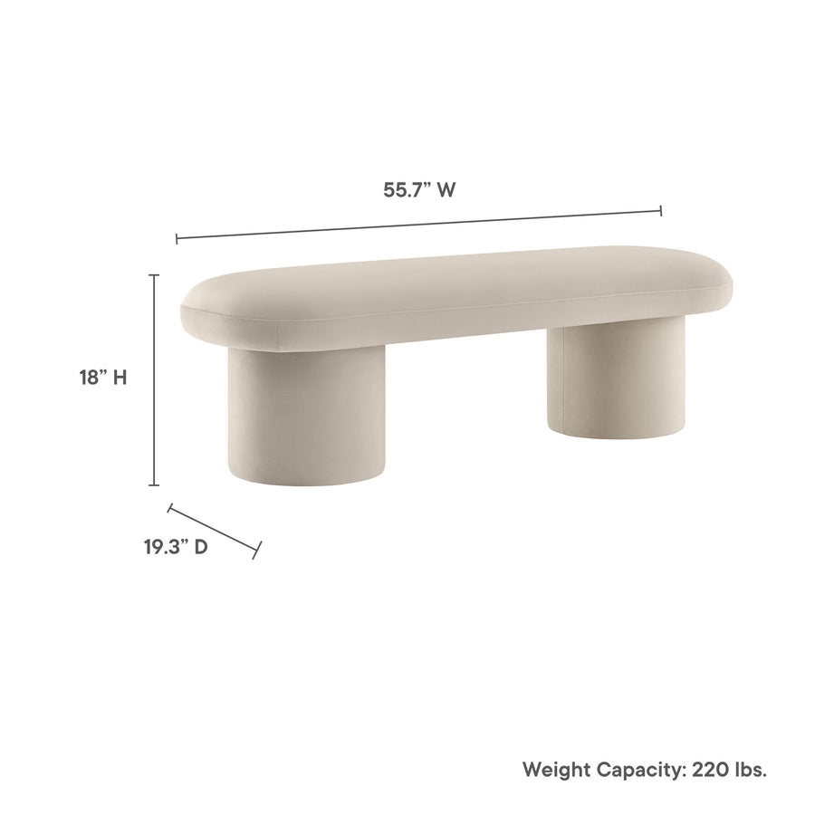 Torin Performance Velvet Bench in Almond