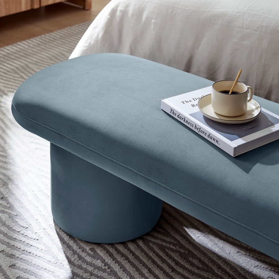 Torin Performance Velvet Bench in Cadet Blue