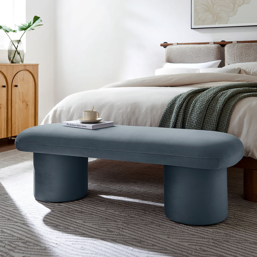 Torin Performance Velvet Bench in Cadet Blue