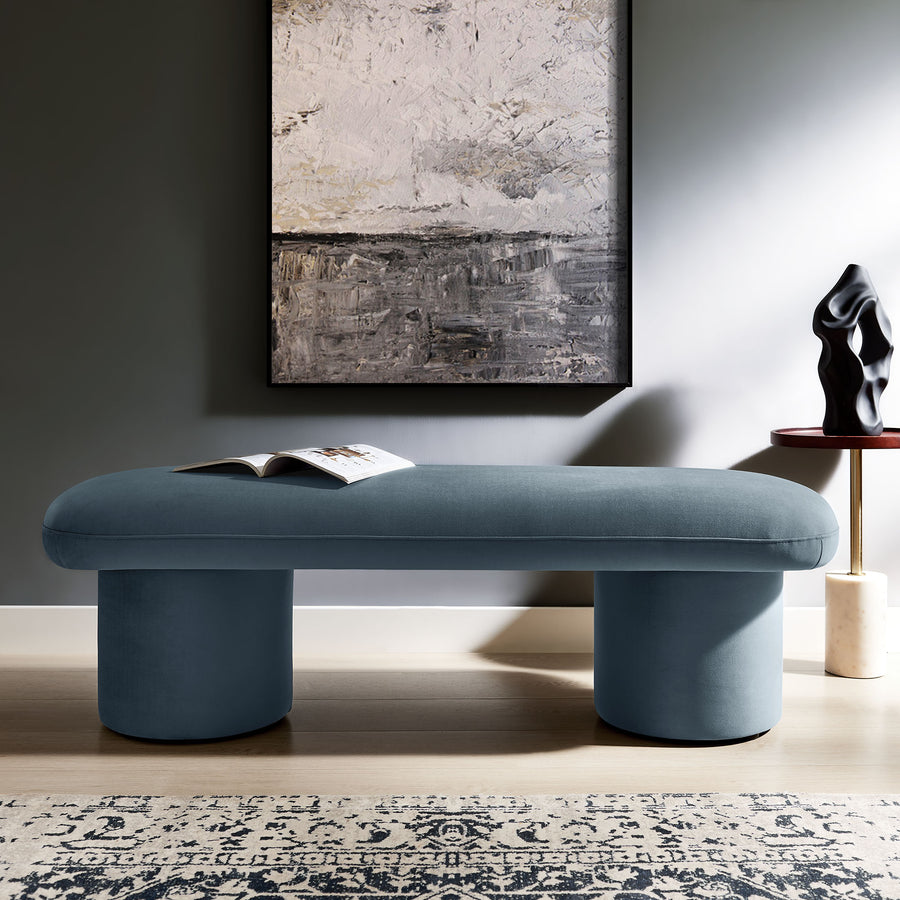 Torin Performance Velvet Bench in Cadet Blue