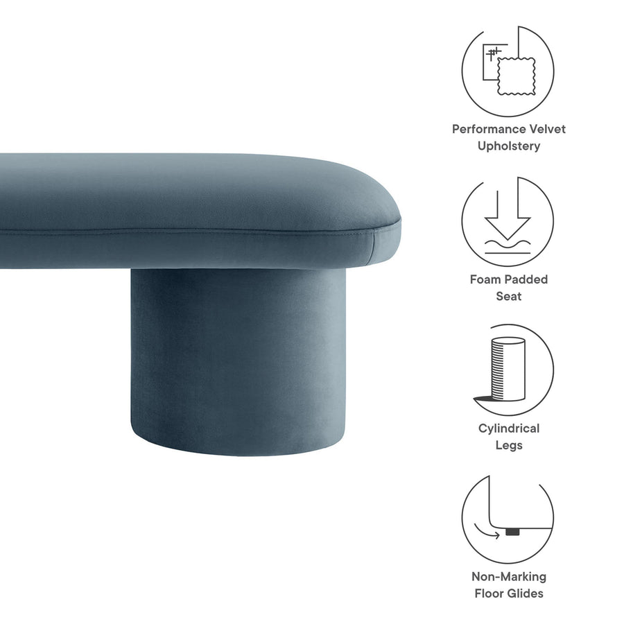 Torin Performance Velvet Bench in Cadet Blue