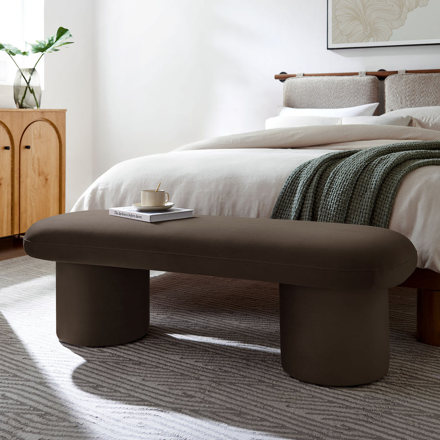 Torin Performance Velvet Bench in Chocolate Brown