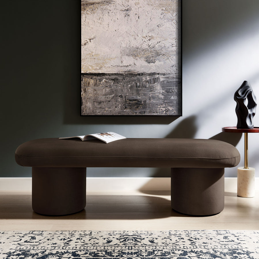 Torin Performance Velvet Bench in Chocolate Brown