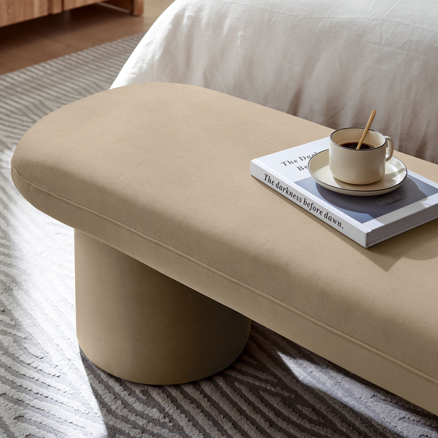 Torin Performance Velvet Bench in Taupe