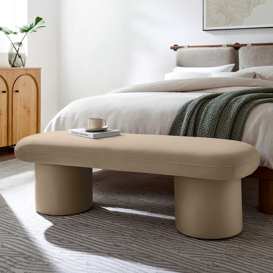 Torin Performance Velvet Bench in Taupe