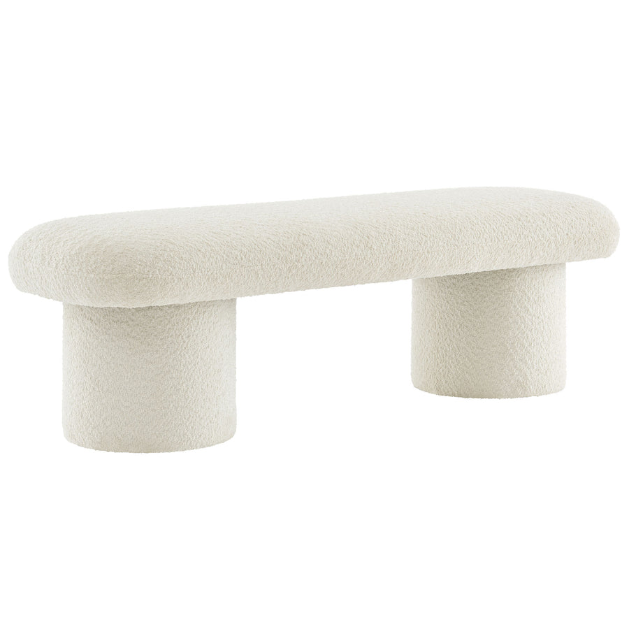Torin Chenille Upholstered Bench in Cream