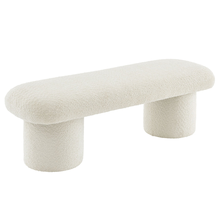 Torin Chenille Upholstered Bench in Cream