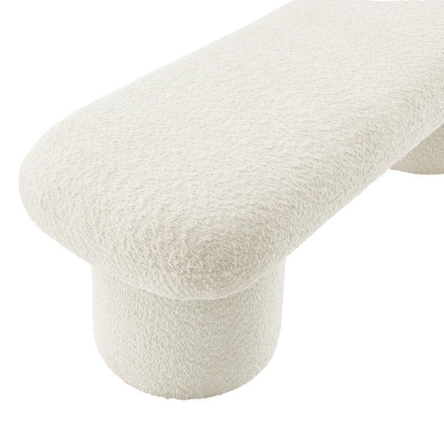 Torin Chenille Upholstered Bench in Cream