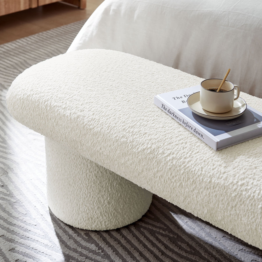 Torin Chenille Upholstered Bench in Cream