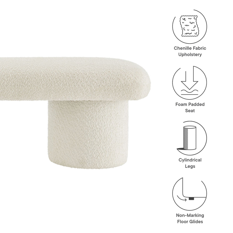 Torin Chenille Upholstered Bench in Cream