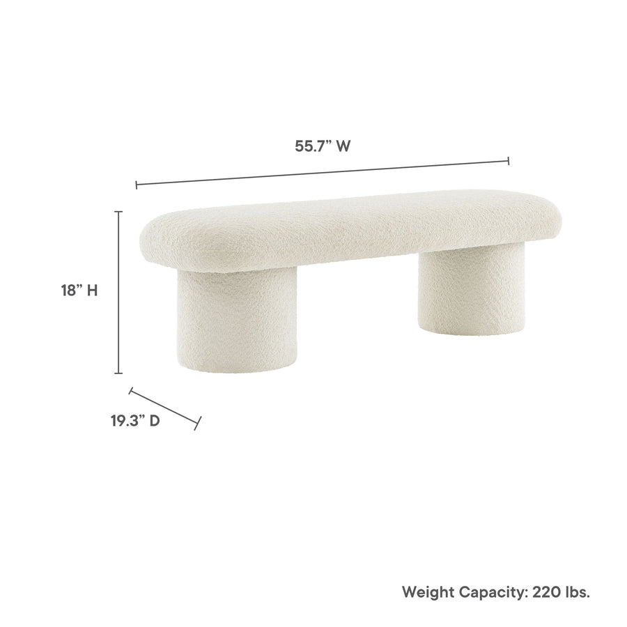 Torin Chenille Upholstered Bench in Cream