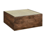 Bianca Square Wood Rattan Coffee Table in Walnut