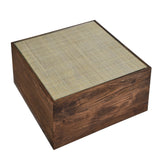 Bianca Square Wood Rattan Coffee Table in Walnut