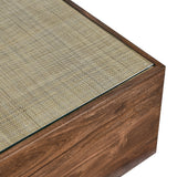 Bianca Square Wood Rattan Coffee Table in Walnut