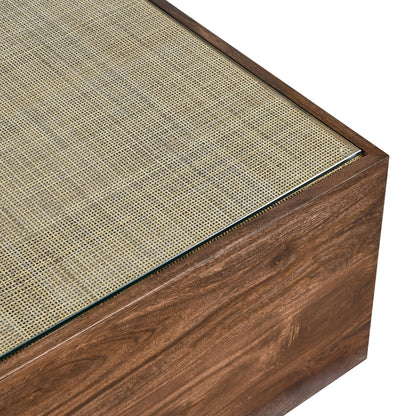 Truett Square Wood Rattan Coffee Table by Furniture For America