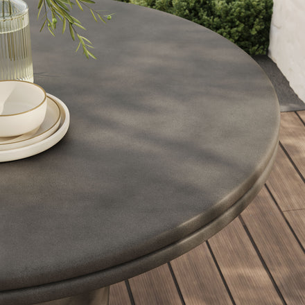 Brion 48" Indoor - Outdoor Patio Concrete Round Dining Table in Gray