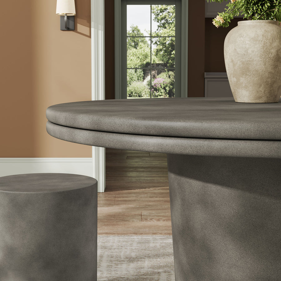 Portico 48" Indoor - Outdoor Patio Concrete Round Dining Table in Gray
