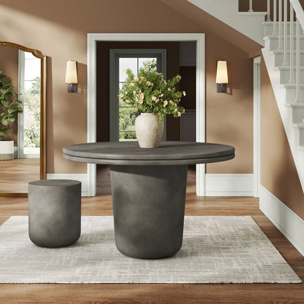 Brion 48" Indoor - Outdoor Patio Concrete Round Dining Table in Gray