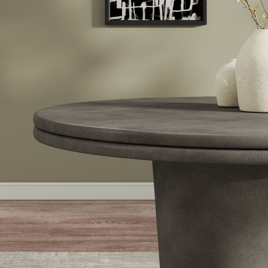 Portico 48" Indoor - Outdoor Patio Concrete Round Dining Table in Gray
