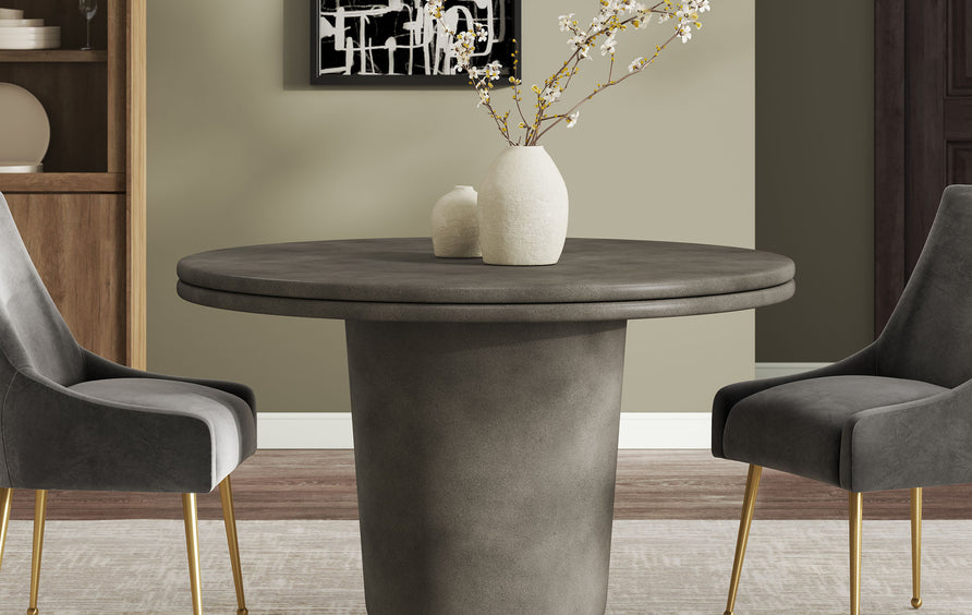 Portico 48" Indoor - Outdoor Patio Concrete Round Dining Table in Gray
