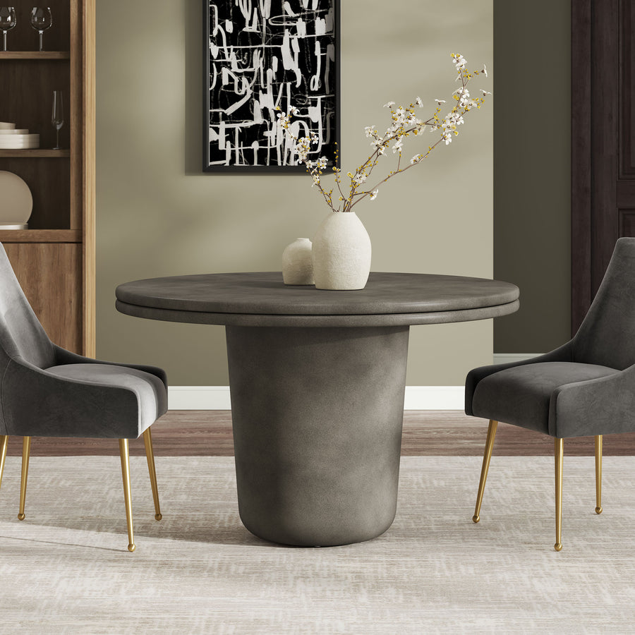 Portico 48" Indoor - Outdoor Patio Concrete Round Dining Table in Gray