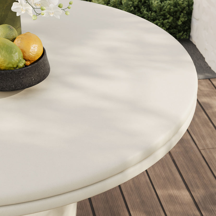 Portico 48" Indoor - Outdoor Patio Concrete Round Dining Table in White